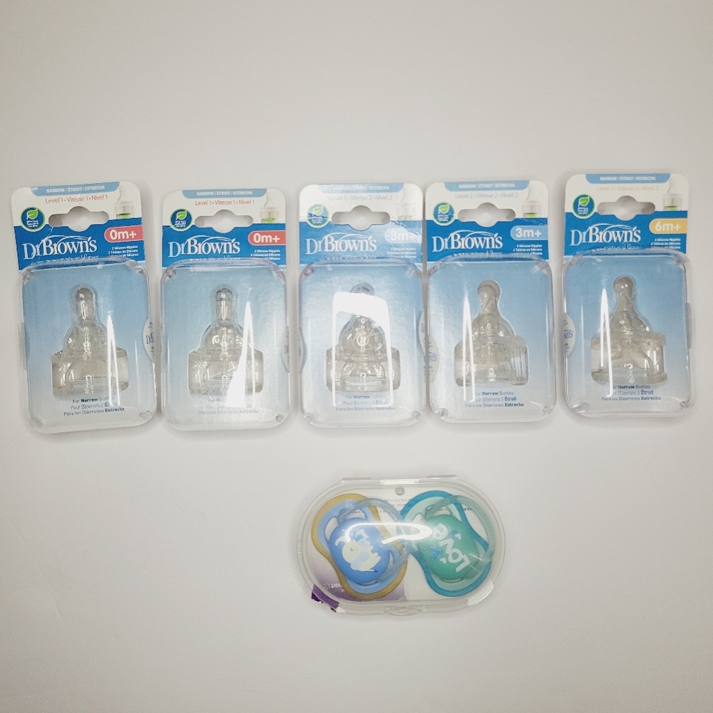 Dr Brown's Baby Bottle Nipple Lot Of 5 Natural Flow Narrow Silicone  Level 1,2,3
